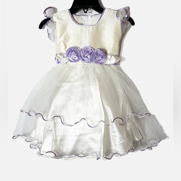 Formal Dress for Toddler Cream and Purple - Picture 1 of 2